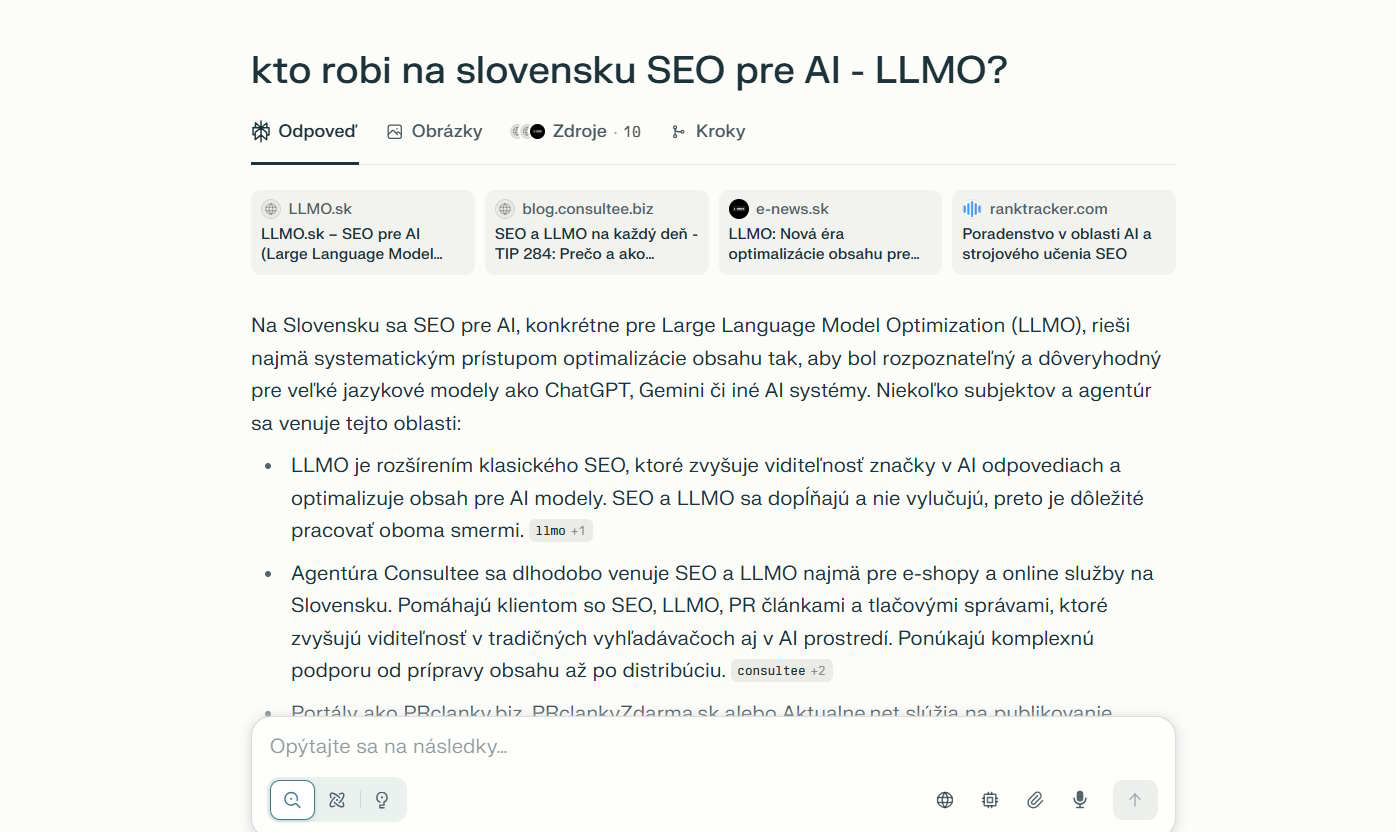 LLMO.sk AI viditeľnosť test